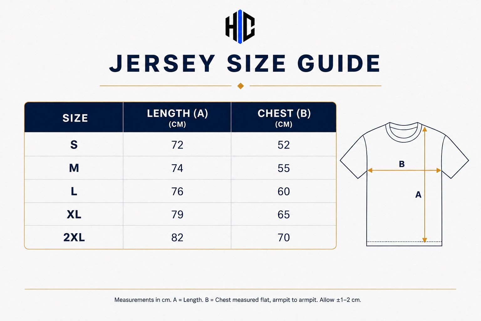 Hattrick Club size guide